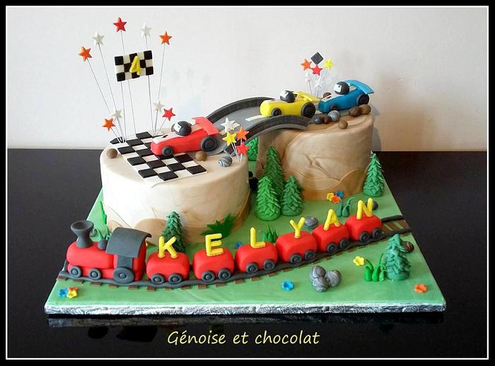 Racing and train cake