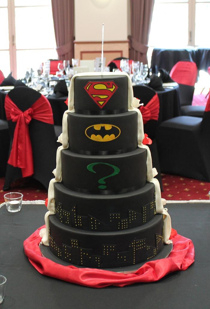 Super Hero Bride/groom Cake