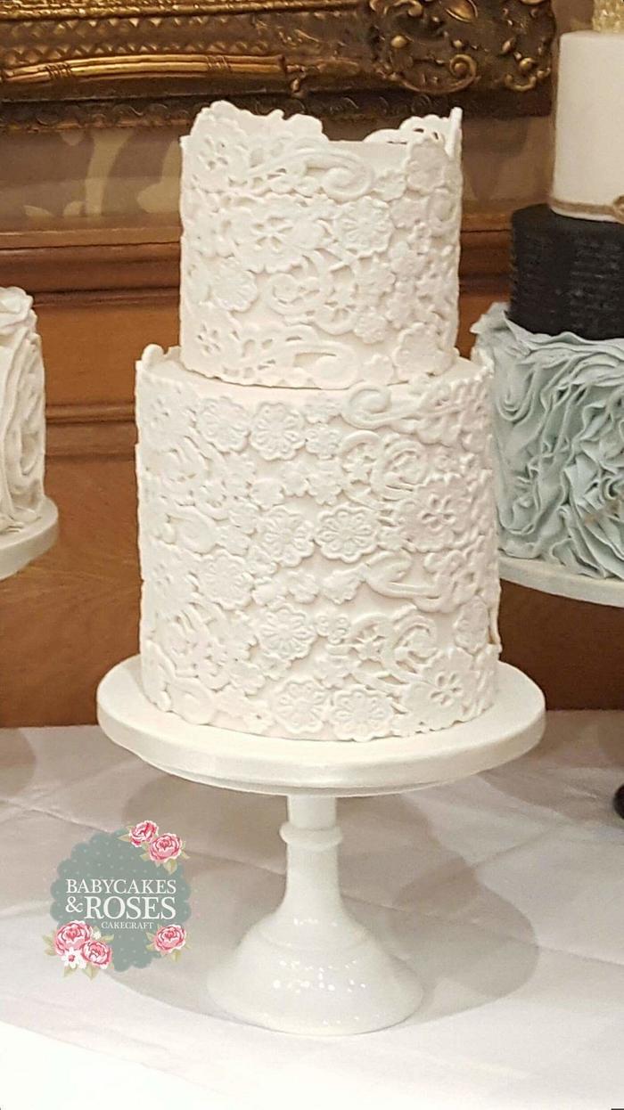 Extended Tier Lace Wedding cake