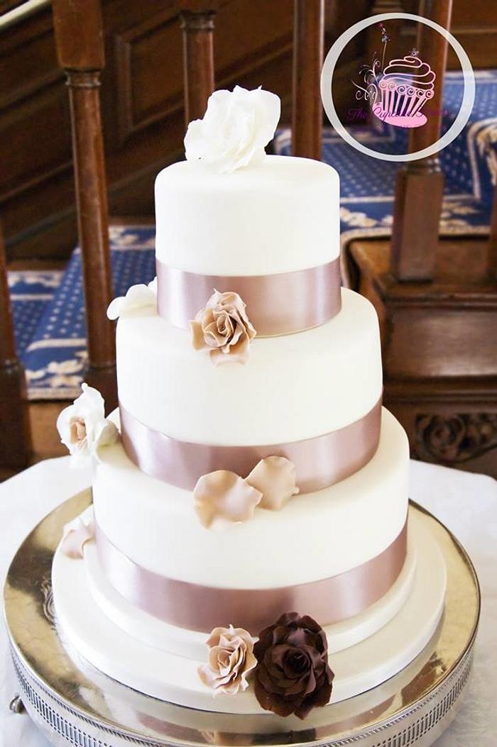 Simple Mocha Wedding Cake