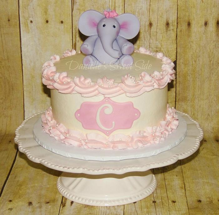 Sweet Baby Elephant Baptism Cake