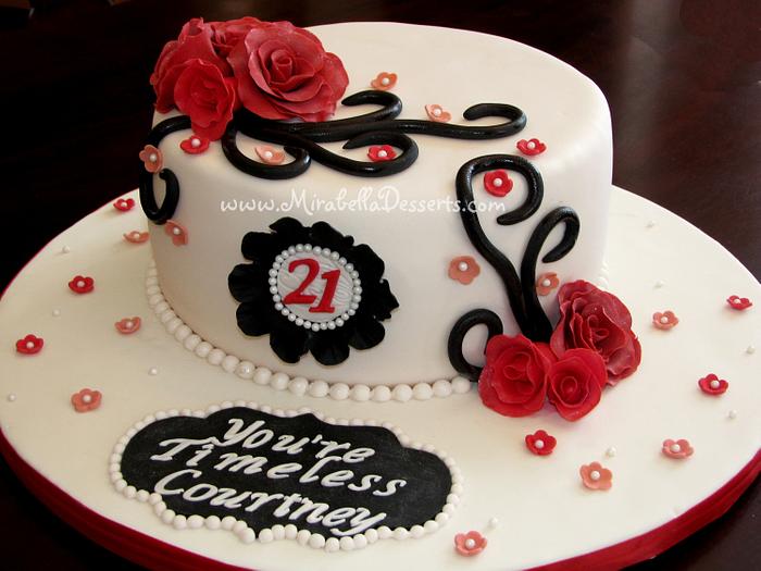 Vintage red roses cake