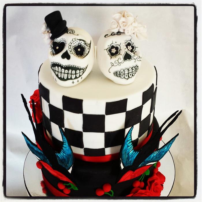 Sugar skulls wedding cake 