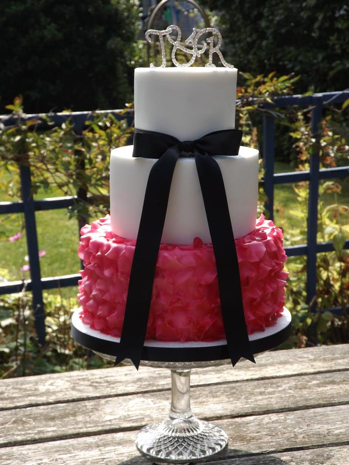 Striking ruffles wedding cake