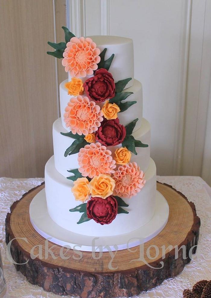 Four tier Autumn Wedding Cake
