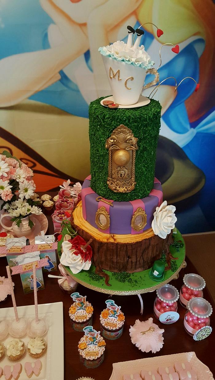 Alice in Wonderland  garden party cake