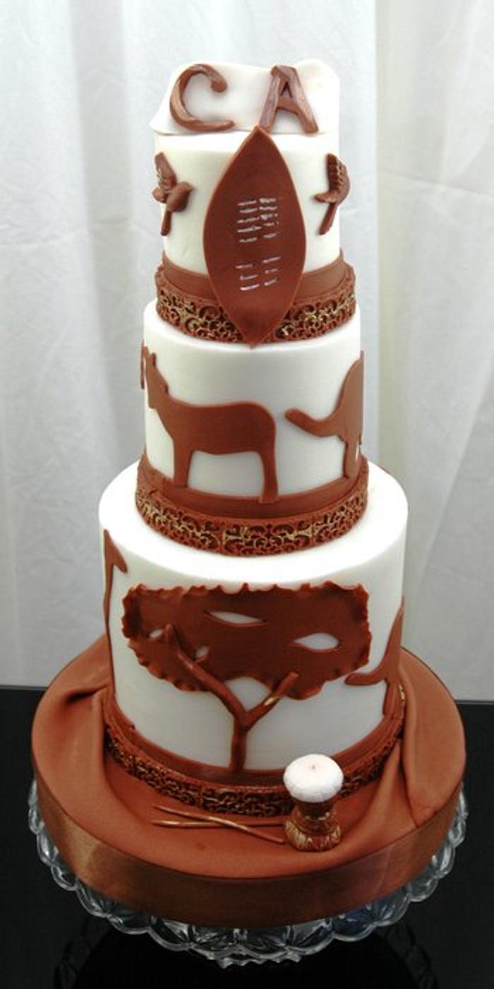 African Safari/Zulu Themed Wedding Cake