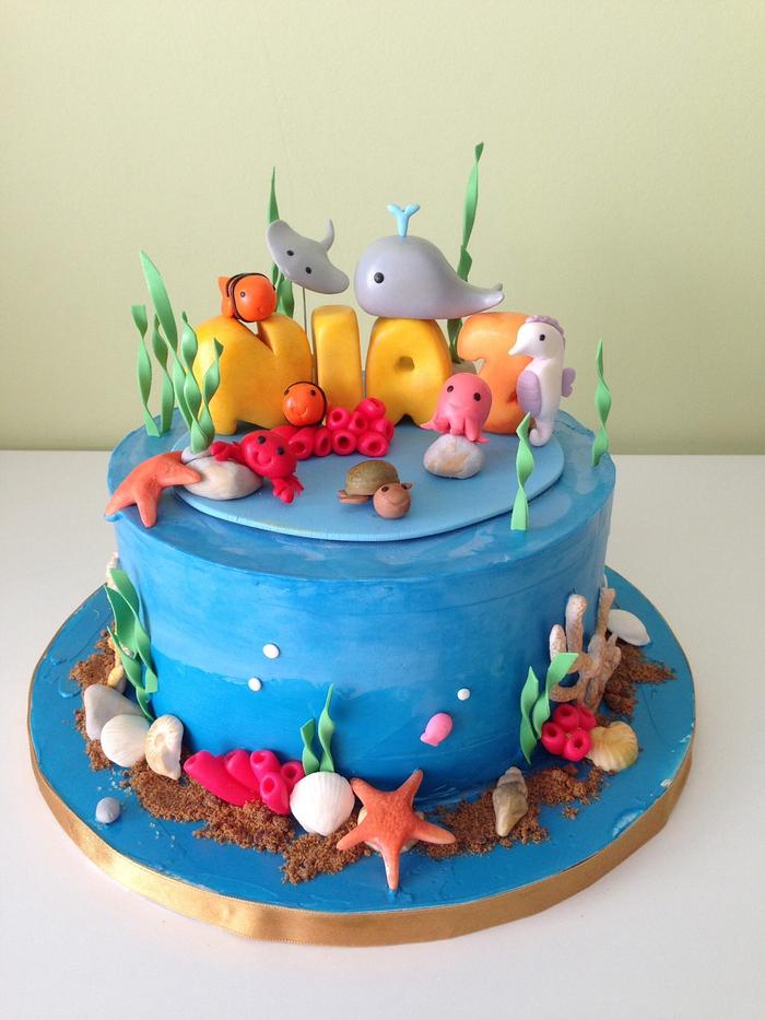Underwater birthday cake