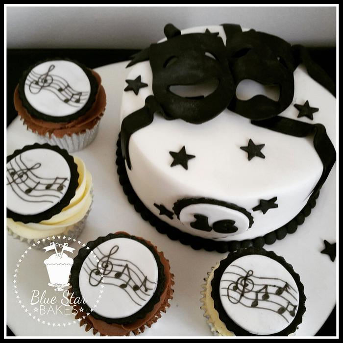 Black and White Theatre and Music Cake