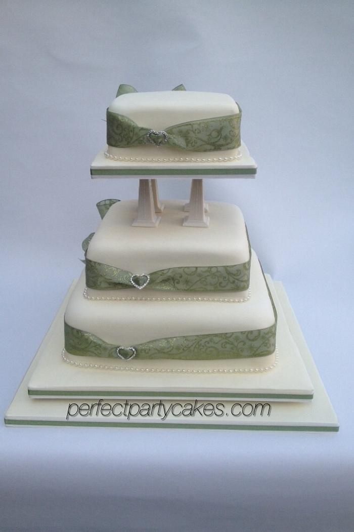 Stacked and pillared wedding cake