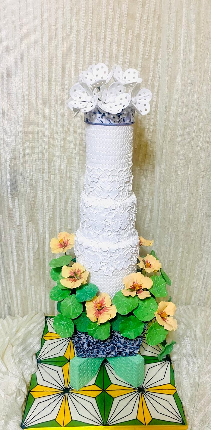 Nasturtium wedding cake