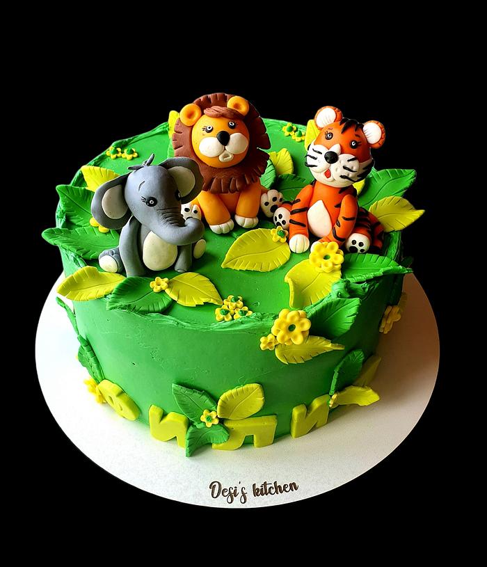Birthday cake, jungle theme 