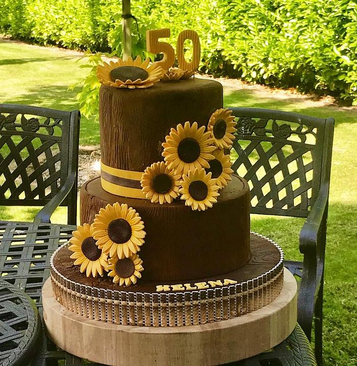  Sunflower 50th Birthday Cake