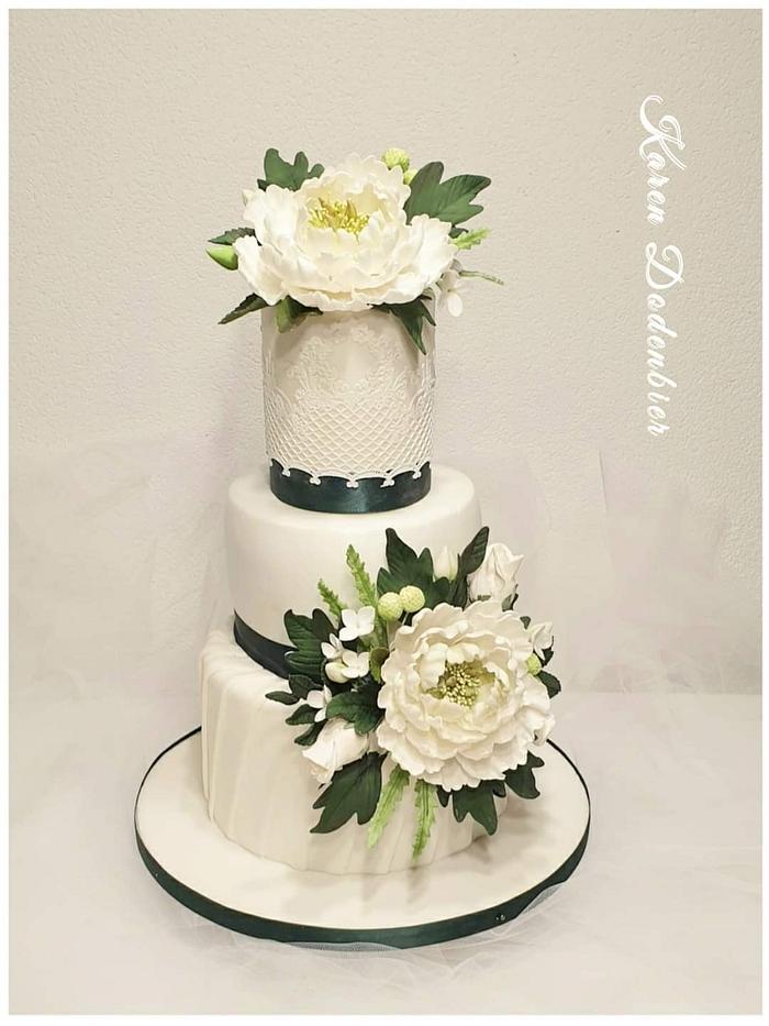 Green and white Wedding Cake