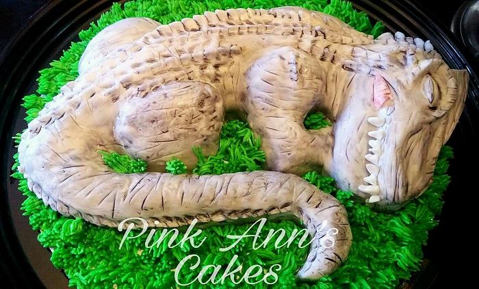 Sculpted T Rex cake
