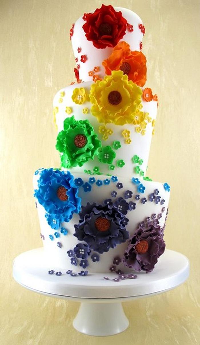 Rainbow Wonky Wedding Cake