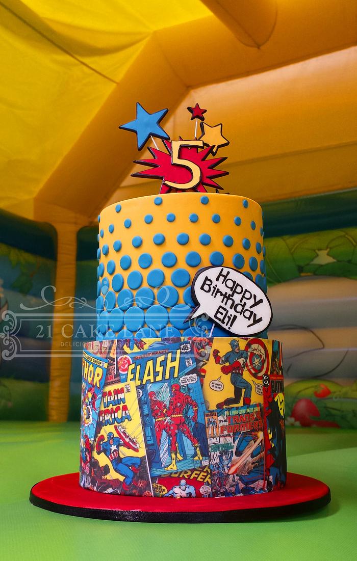 Superhero comic book cake
