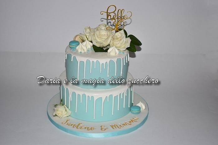 Tiffany colour drip cake