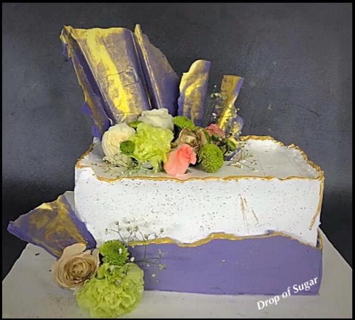 Pastel Whipped Cream Fault Line Cake