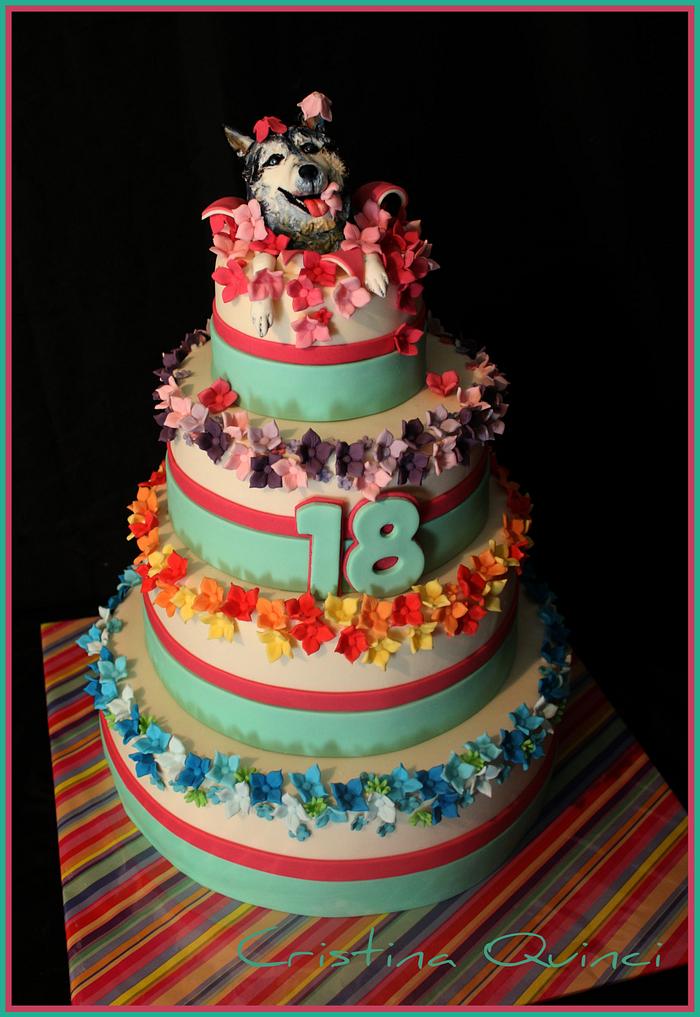 Flowers and dog cake