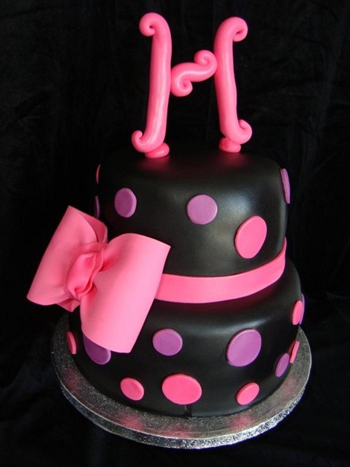 Pink and Purple Polka Dot Cake