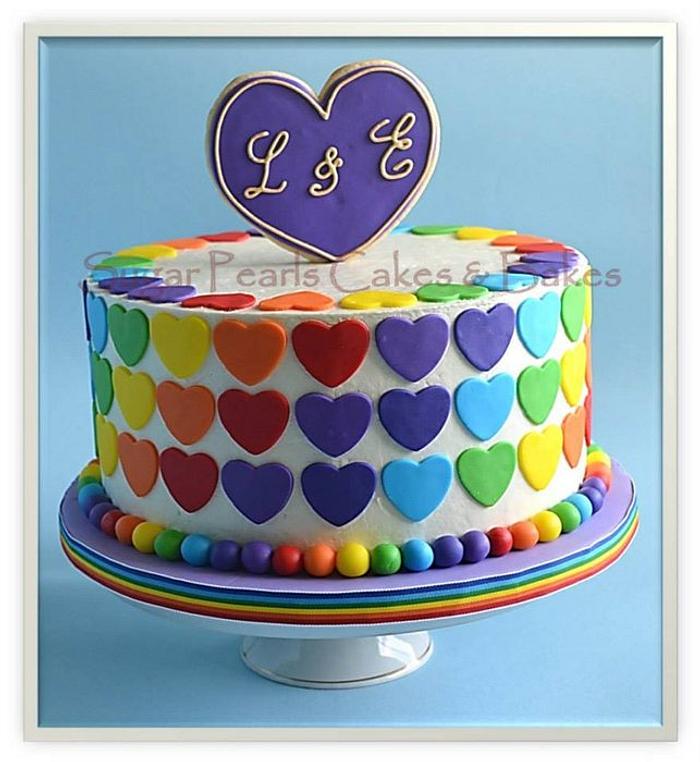 Rainbow Hearts Cake