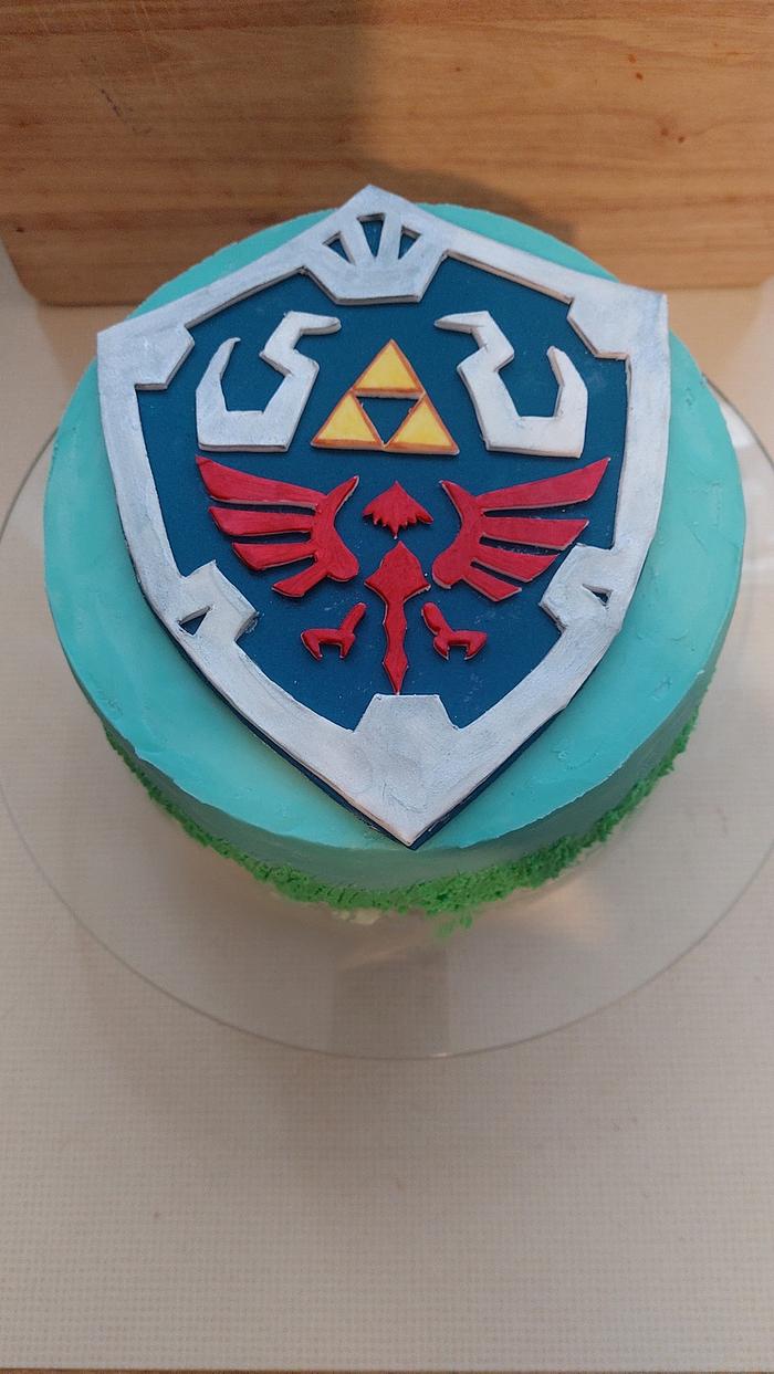 Zelda Hylian shield cake