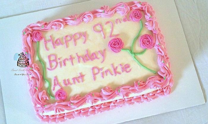 92nd Pink and White Birthday Sheet Cake