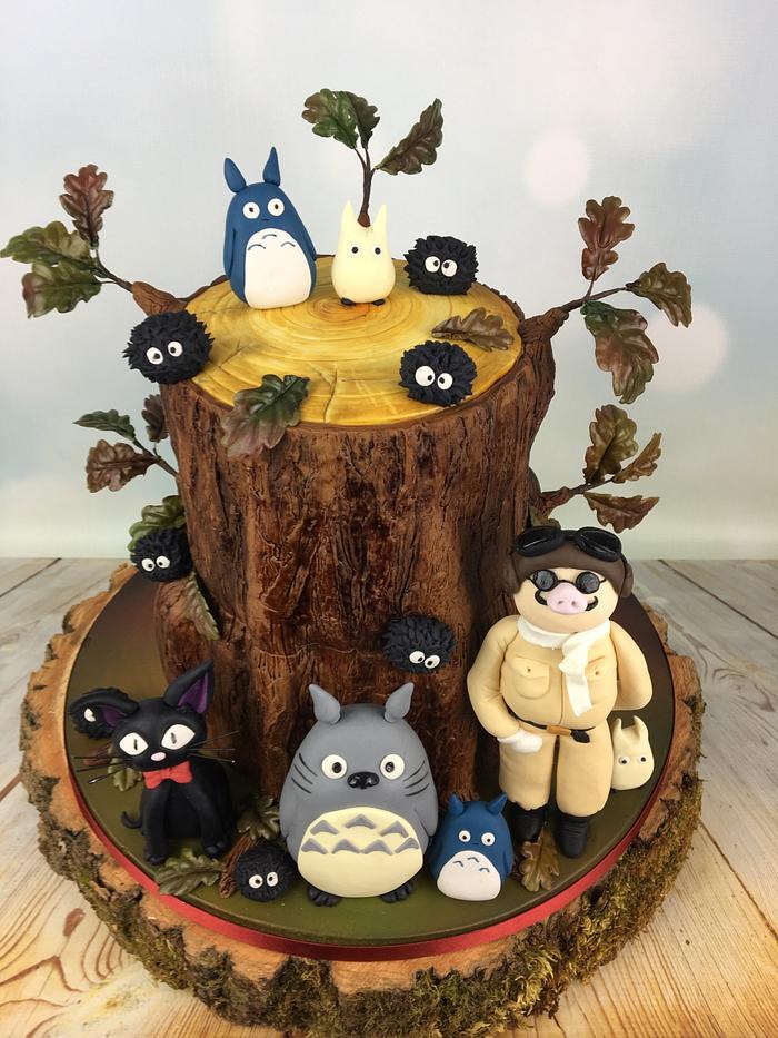 Totoro and friends anime wedding cake 