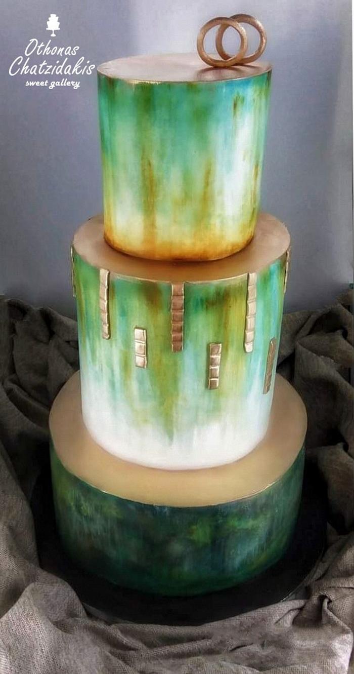 Abstract Painted wedding cake
