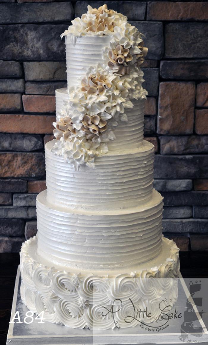 5 Tiered Textured Buttercream Iced Wedding Cake 