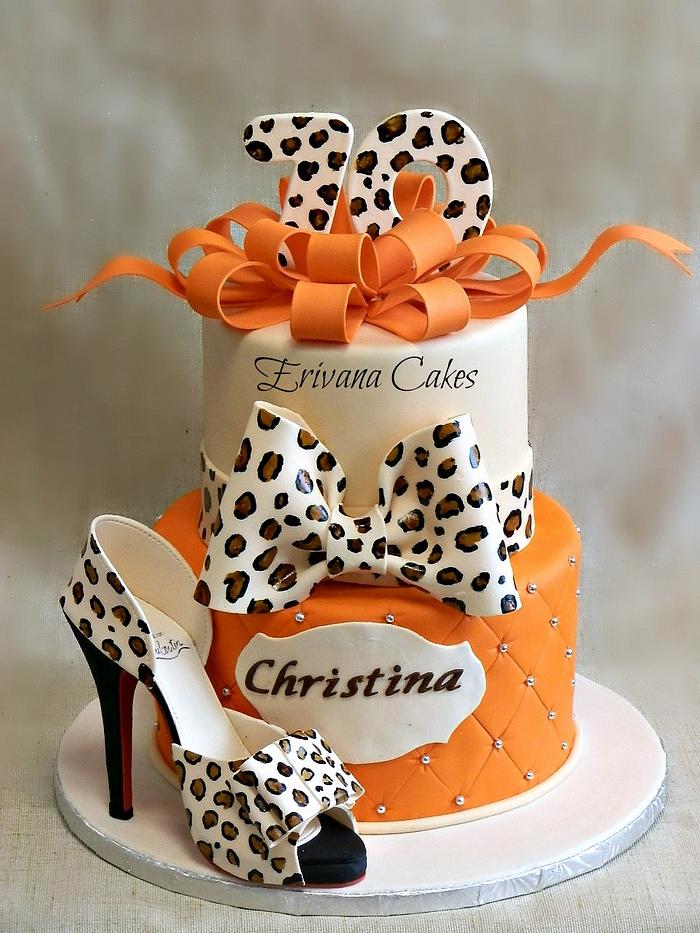 Leopard Skin Cake with Edible Shoe