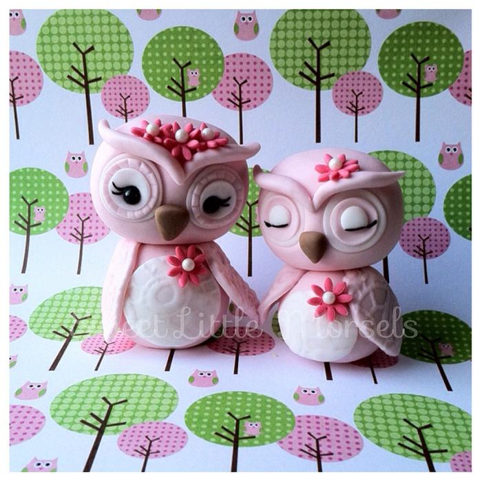 Mommy and baby owl cake toppers