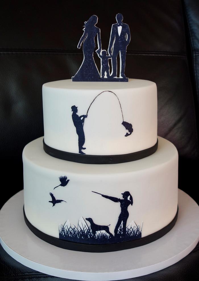 Wedding cake with silhouettes