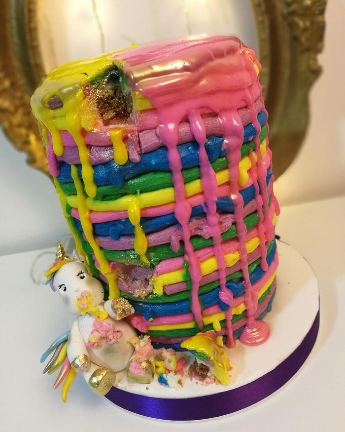 Slime rainbow unicorn cake