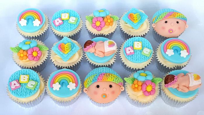 Rainbow baby shower cupcakes 
