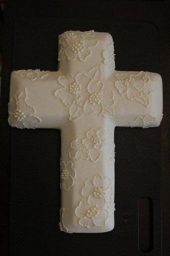 Brushed Embroidery Cross Cake