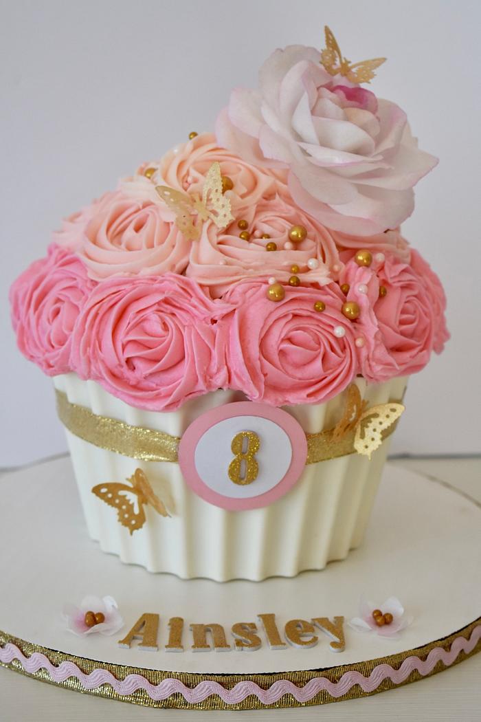 Girly Rose and Butterfly Cupcake Cake