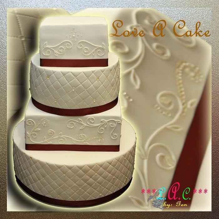 Diamonds and Swirls-themed Diamond (60th ) Wedding Anniversary Cake