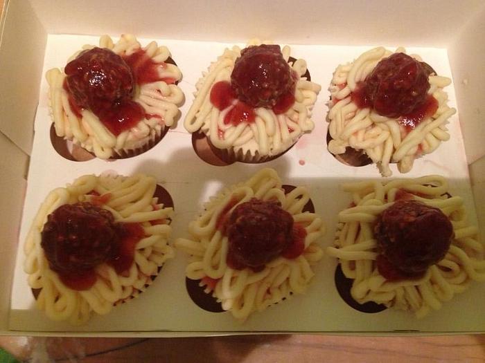 Spaghetti & Meatball cupcakes