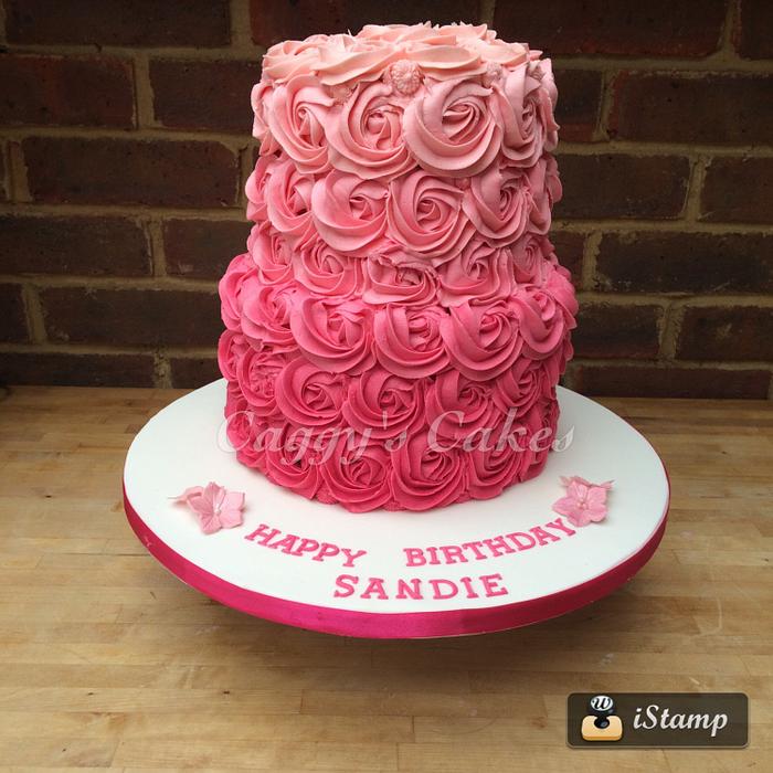 2 tier pink Ombre cake