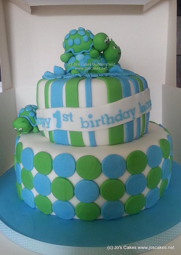 Turtle Themed 1st Birthday Cake