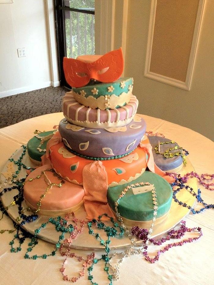 This is a quinceañera carnaval cake