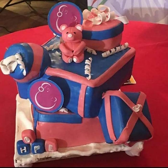 Gift box theme cake