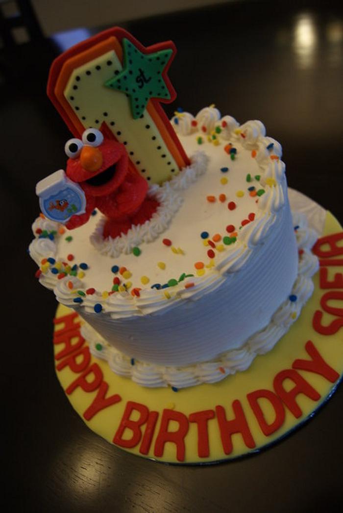 Rainbow 1st Birthday Cake with Elmo Mini Cake