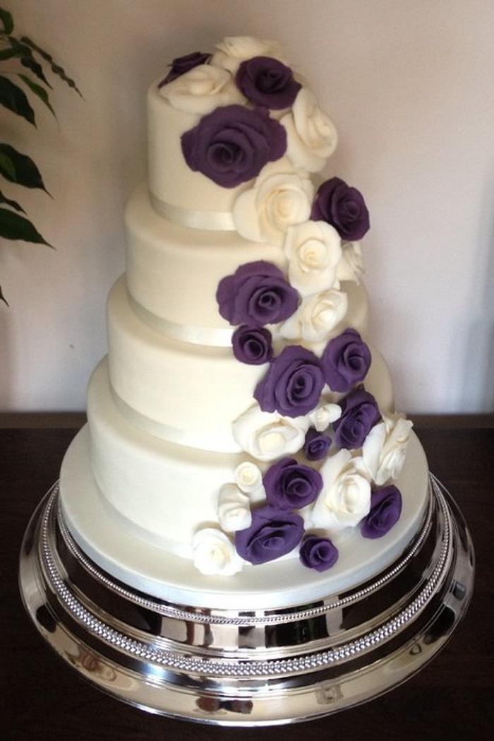 Rose cascade wedding cake 