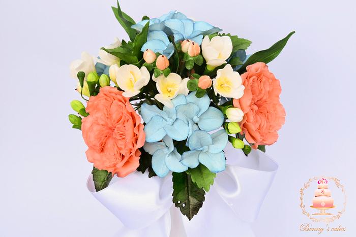 Bridal bouquet of sugar flowers