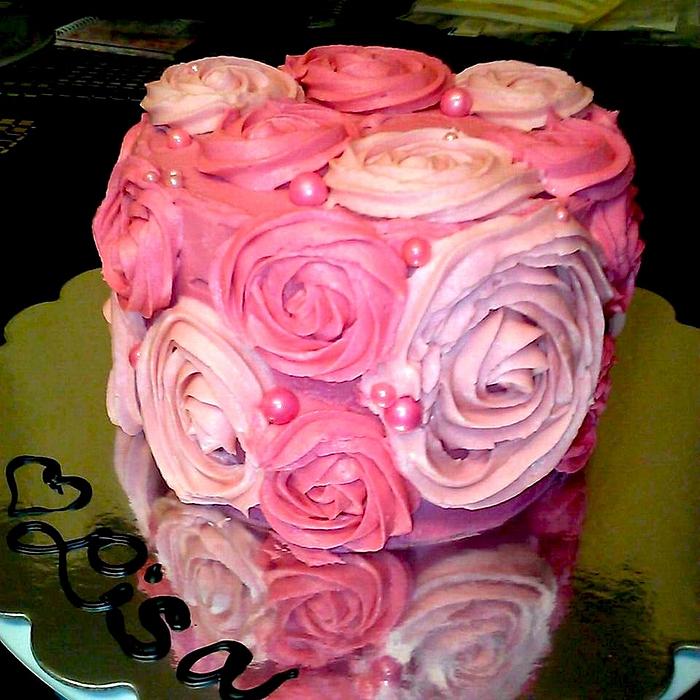 Pink Roses Bouquet in Buttercream