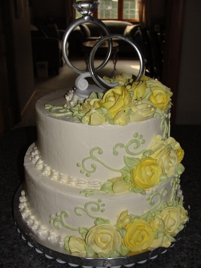 Yellow butter cream roses Bridal shower