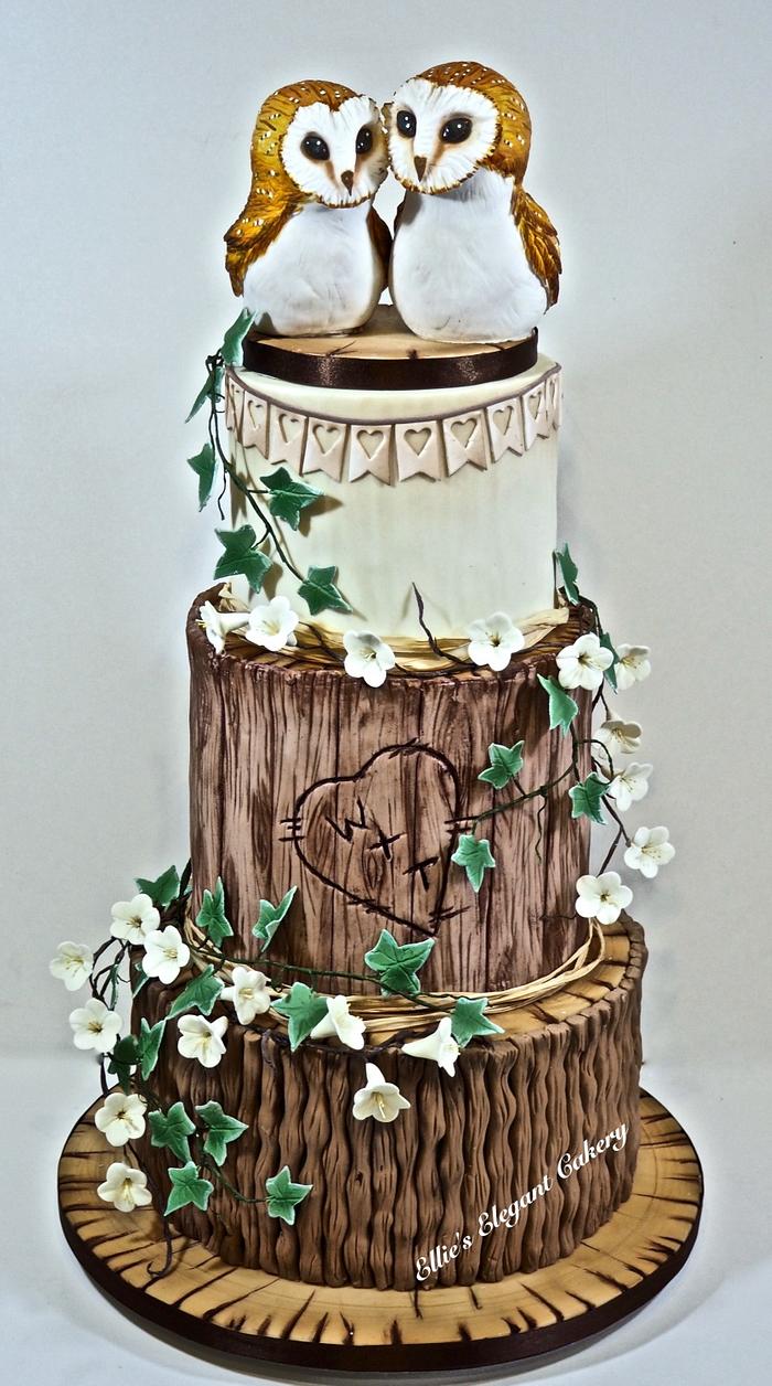 Rustic Owl Wedding Cake